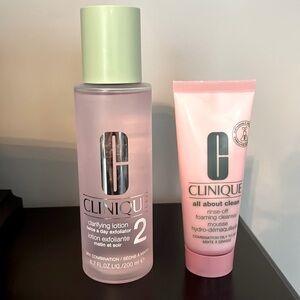 Clinique foaming cleanser + clarifying lotion exfoliator